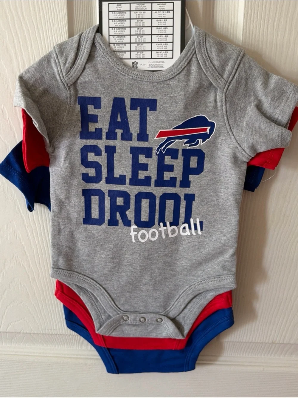 Buffalo Bills NFL Team Apparel 3 Piece Creeper Set 0-3 Months.  New